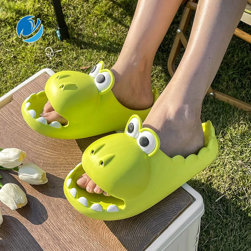 

Тапки Mo Dou из ЭВА на мягкой подошве для мужчин и женщин, домашняя обувь с милым мультяшным динозавром, удобные противоударные Тапочки