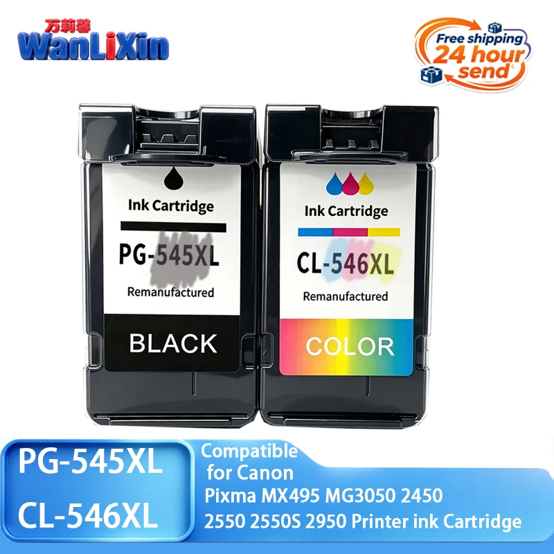 Фото Картридж с чернилами PG545 CL546 545 546 545XL 546XL совместим с принтерами Canon Pixma MX495 MG3050 2450 2550 2550S 2950. №1
