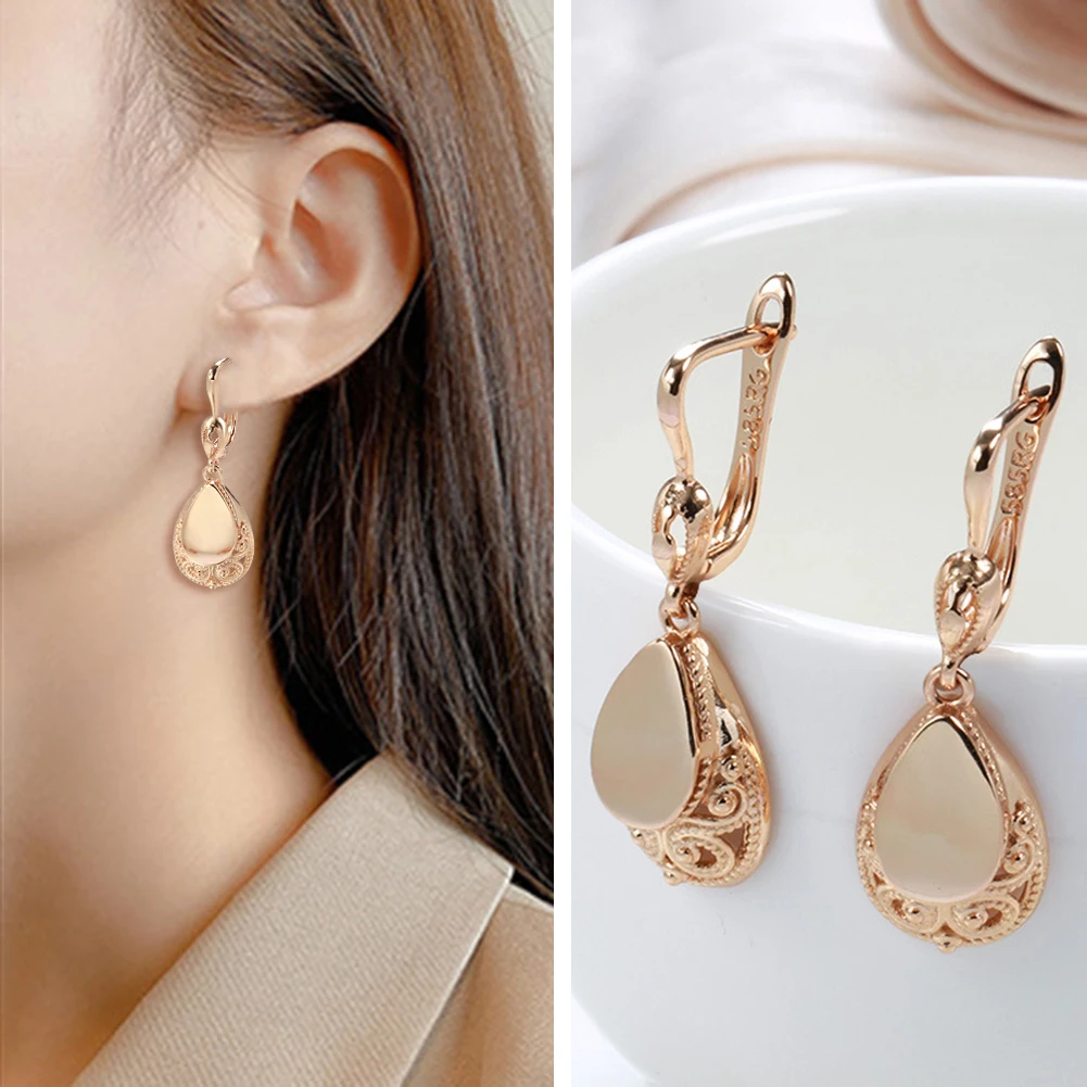 

Luxury Retro Water Drop Pendant Women's Earrings Rose Gold Daily Fashion Multipurpose Exquisite Jewelry