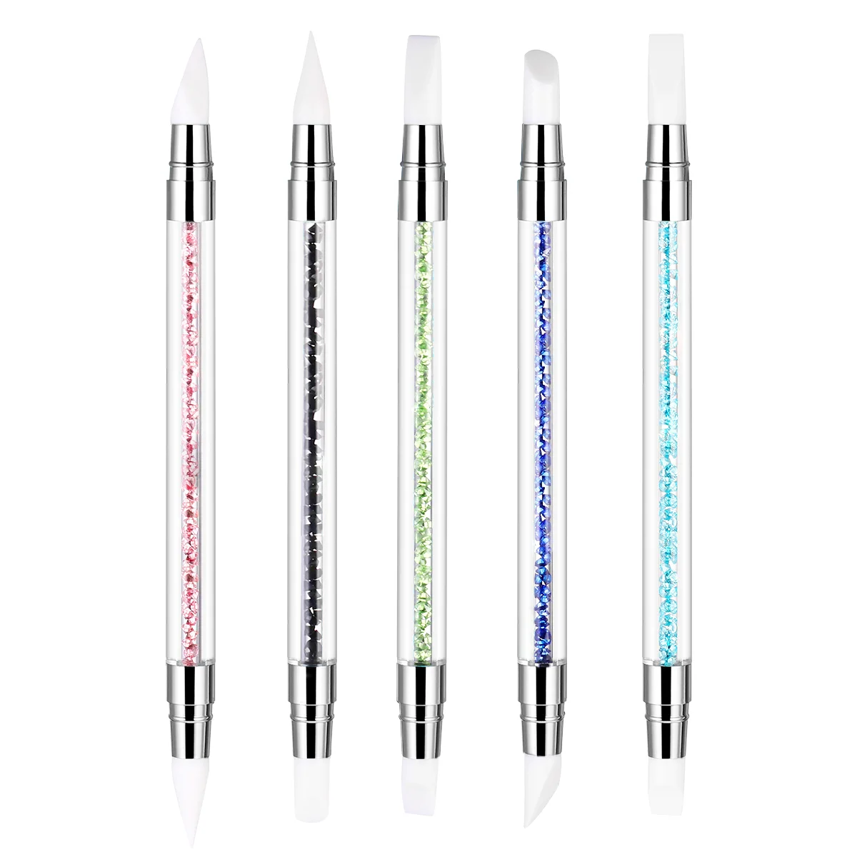 

Frcolor 5PCS Silicone Nail Brushes Gel Carving Pen Tool Set With Acrylic Rhinestone Handle Nails