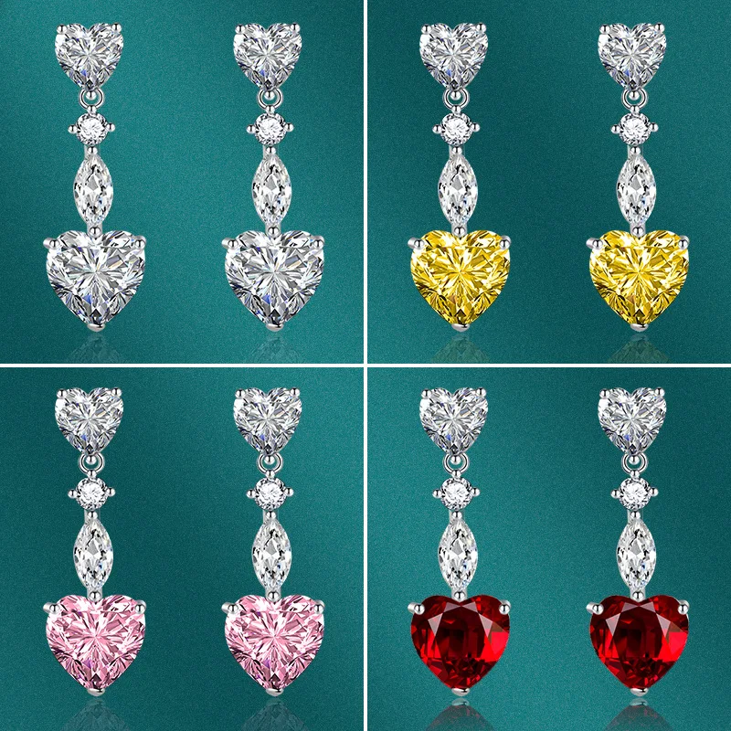 

S925 silver needle Korean temperament full of diamonds love long tassel earrings fashion trendy net red earrings women
