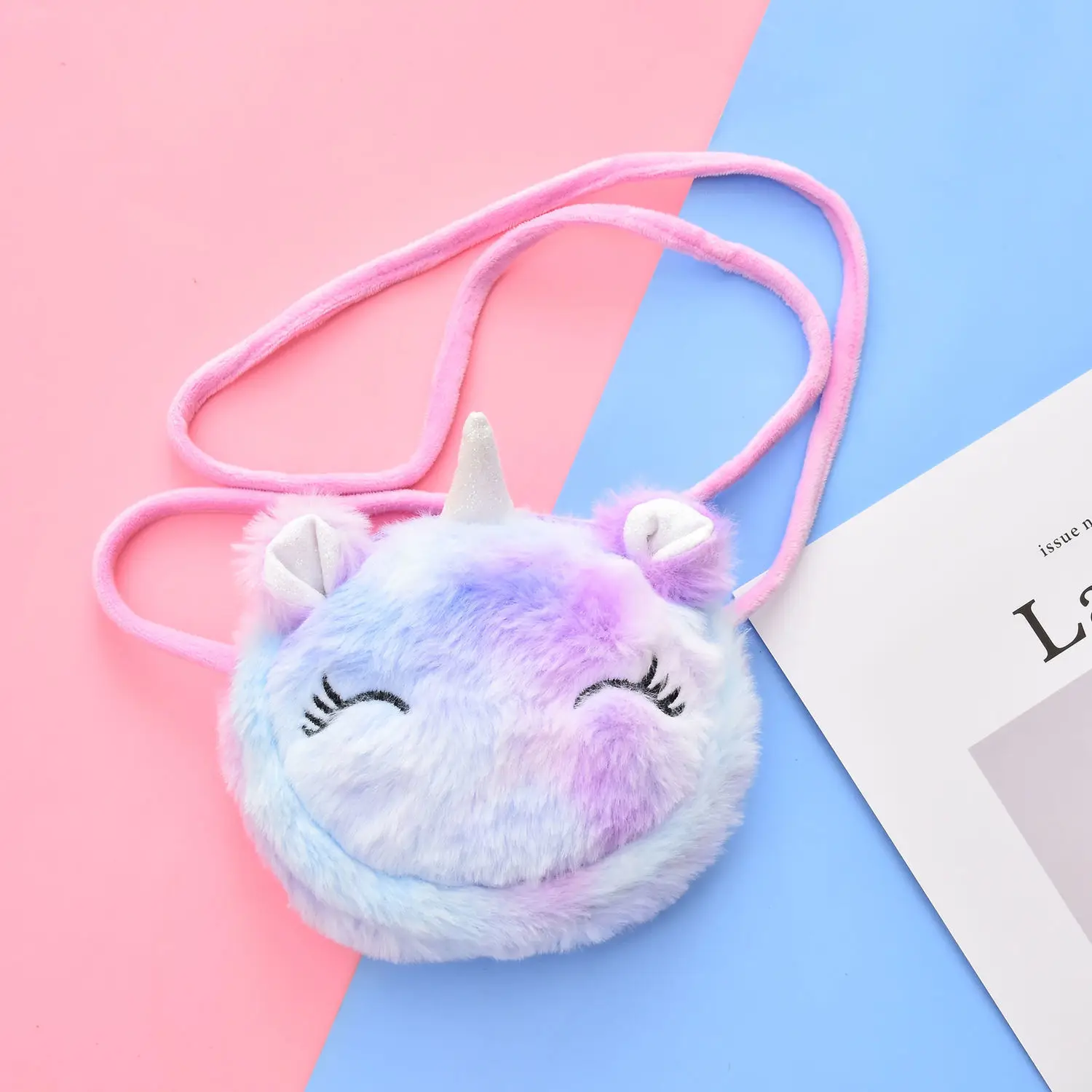 Korean Thin Cartoon Princess Plush Mini Satchel Children One Shoulder Cross-Body Bag Children Storage Change Small Bag A3307