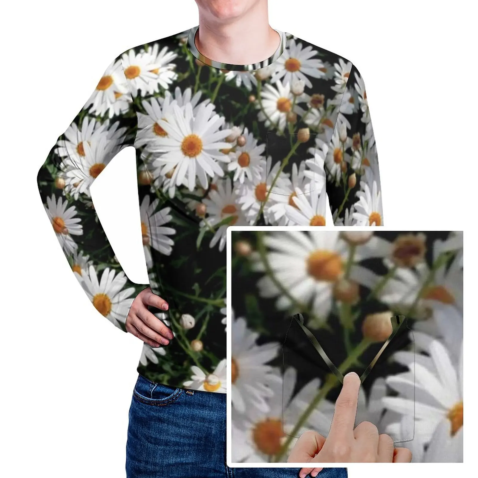 

Daisy Marguerite Floral Flowers T Shirt Beautiful Daisies Cool T Shirts Long Sleeve Graphic Tshirt Day Casual Plus Size Top Tees
