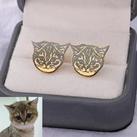 custom pet photo earrings for women stainless steel personalized animal picture stud earring custom christmas jewelry gift