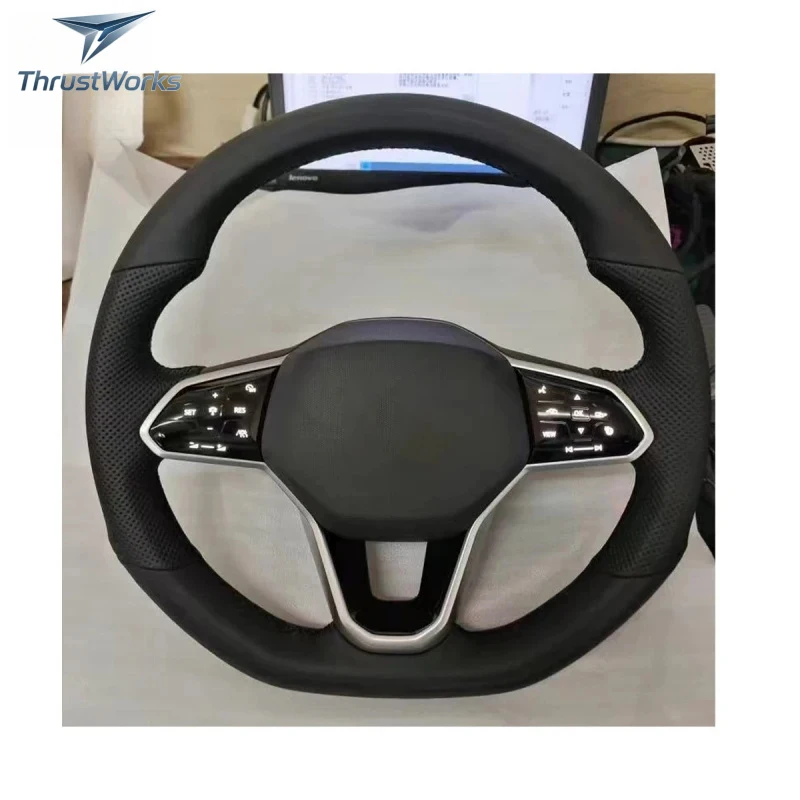 Фото Новый руль ThrustWorks Custom Lenkrad из натуральной кожи для моделей 8R, MK7, MK8, Arteon, Tiguan, Touareg №1