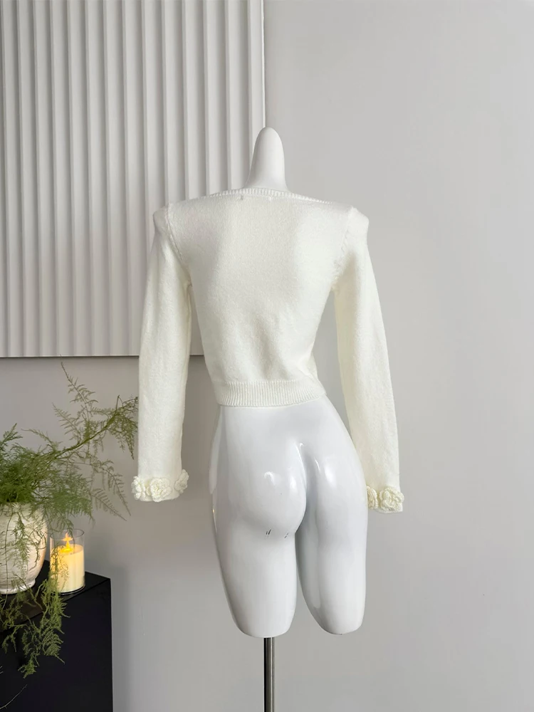 Женский рождественский красный пуловер с 3D цветочным принтом свитер Harajuku Y2k