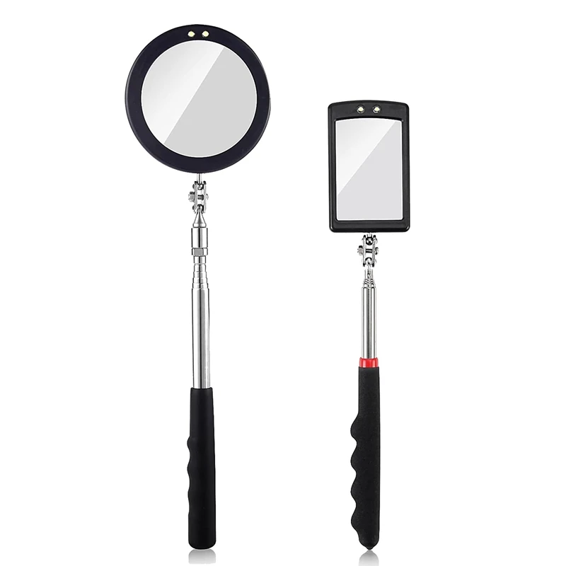 

2Pcs Telescopic Inspection Mirror Flexible 360 Swivel Forinspection Viewing Mechanic Checking Observation