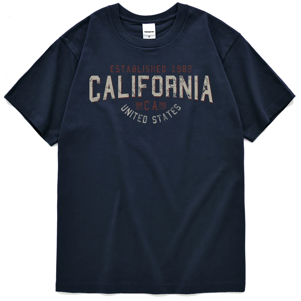 

Established 1982 California United States Print T-Shirts Men Cotton Regular T-Shirts Sport Soft Tee Street Casual Tshirts Mens