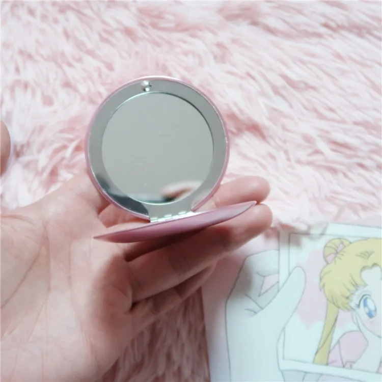 Портативное зеркало для макияжа с кристаллами и звездами складное двойное