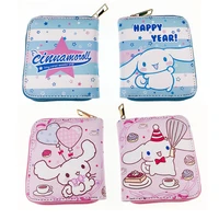 sanrio short zipper wallet cartoon cinnamoroll anime pu coin purse card holder kawaii fashion wallet girl cute sweet coin purse