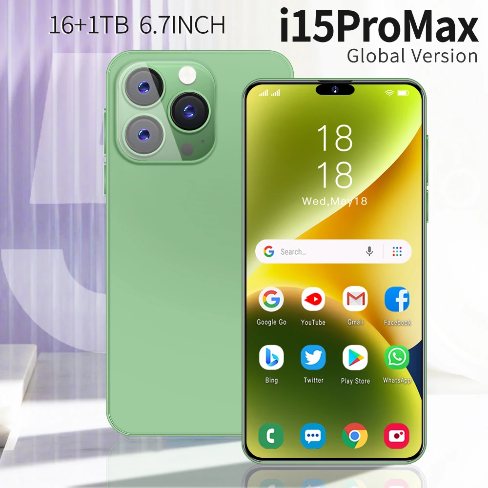 

New i15 Pro Max Smartphone 64MP HD Cell Phone 16GB+1TB 5G Dual SIM Mobile Phones 6.7inch Global Version unlocked Phones