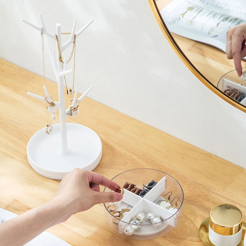 Tree Branch Earrings Necklace Ring Pendant Bracelet Jewelry Show Shelf Desktop Ornaments Tray Storage Box Arrange Decorate Home