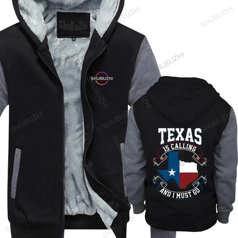 

Man black jacket thick hoodies brand clothing TEXAS IS CALLING AND I MUST GO men's winter print sweatshirt fleece hoody foy boys