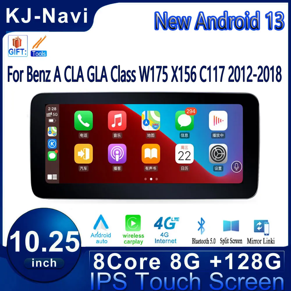 

10.25 Inch Car Multimedia Player For Benz A CLA GLA Class W175 X156 C117 2012-2018 GPS Navigation Stereo Radio Android 13