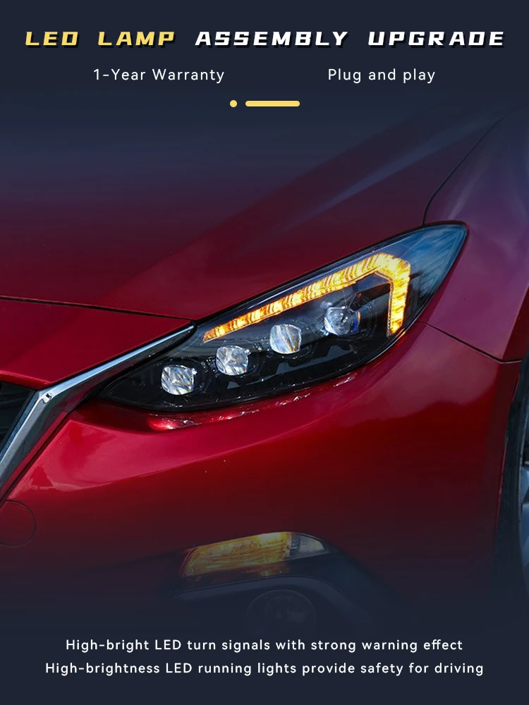 Передние фары для Mazda 3 Axela 2014-2016 Mazda3 DRL дневные строки передняя фара фонарь