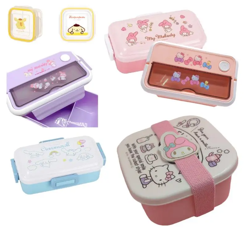

New Kawaii Sanrios Hellokittys My Melody Cinnamoroll Purin Cute Cartoon Anime Multifunctional Portable Sealed Box Lunch Box