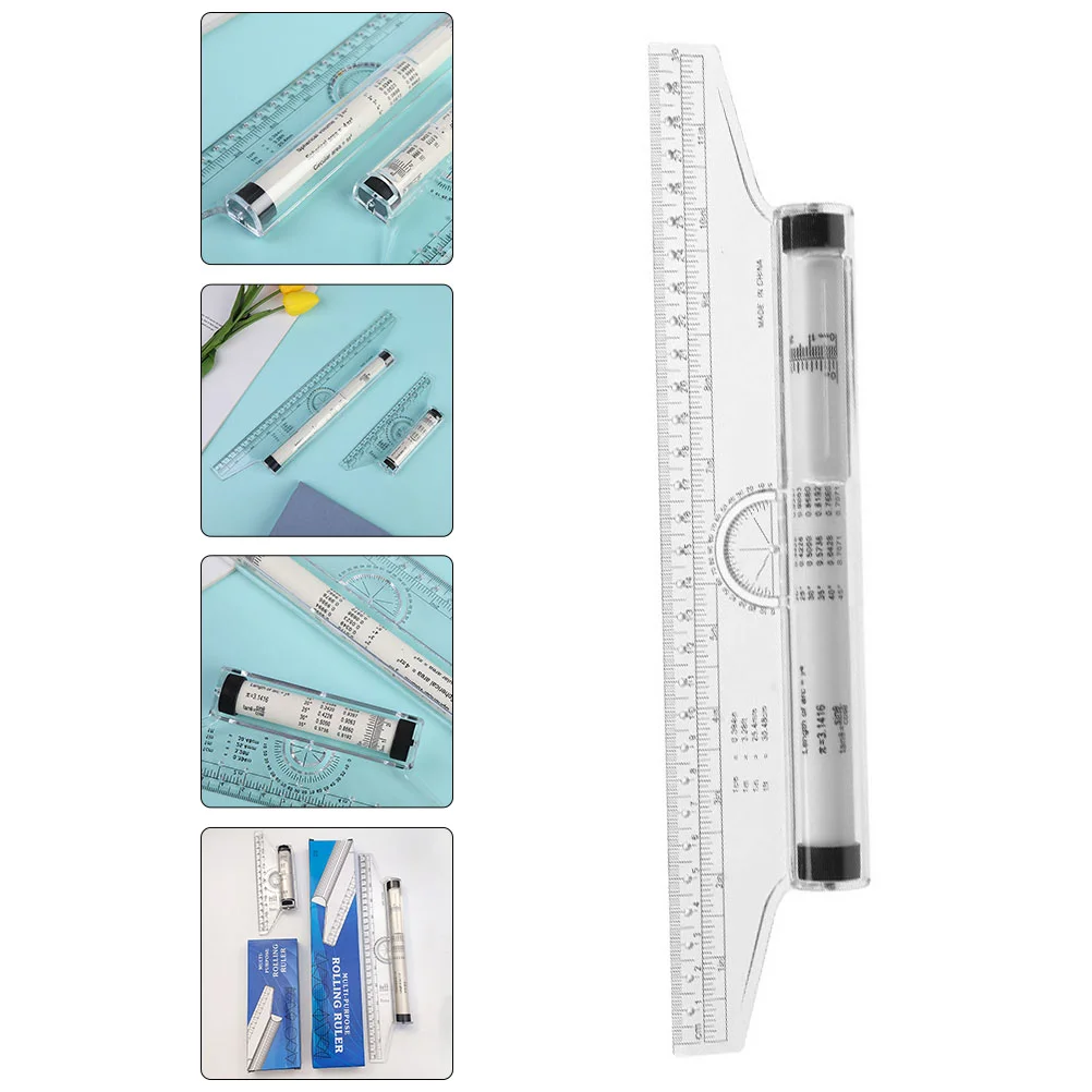 

Parallel Roller Ruler Multipurpose Tool Portable Measuring Plastic Rolling Engineers Drafting Angle Scale Student Use