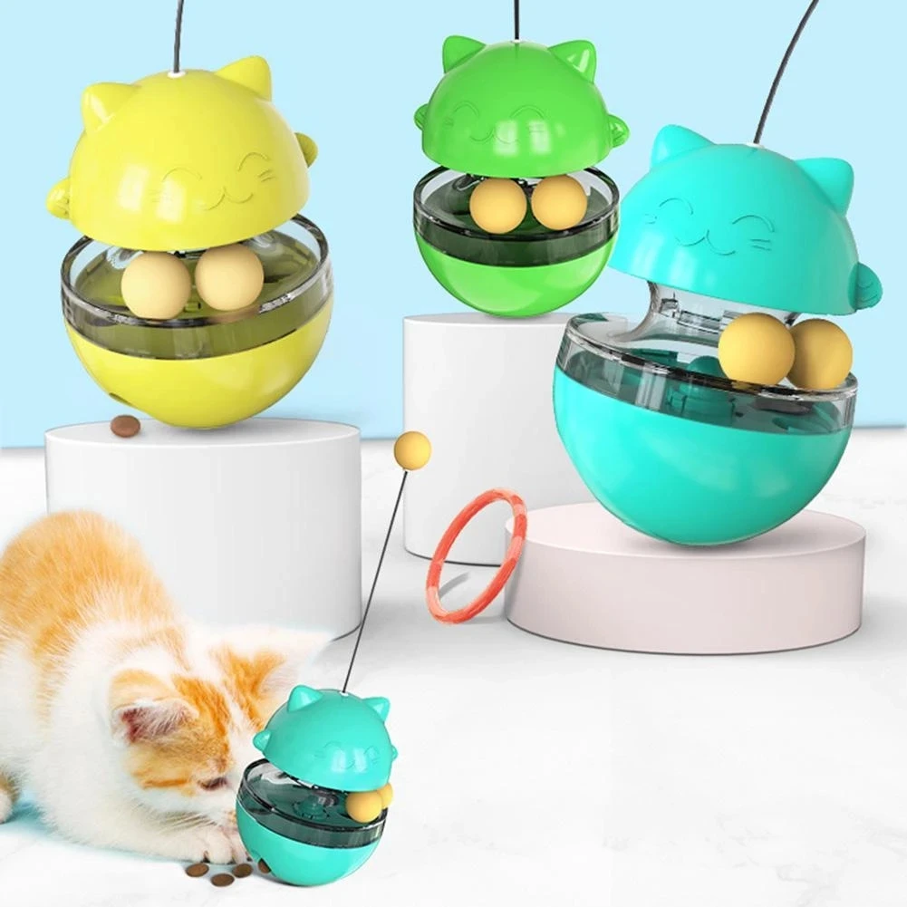 

YOKEE Pets Supplies Cat Teaser Feeder Ball Cat Kitten Funny Tumbler Slow Eating Food Leak Dispenser Feeder Ball Teaser Toy