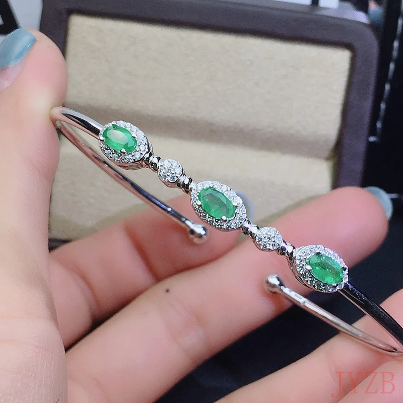 AAAA Luxury Fashion Natural Emerald Bracelet Sterling silver Luxury Engagement gift