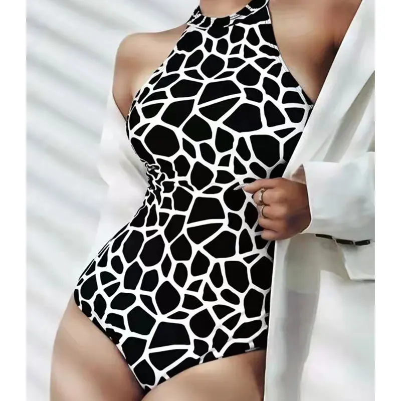 

2022 New Sexy Bikini Women's One-piece Swimming Suit for Women Print Fashion Vacation Beach Swimwear Bikinis Badysuits One Piece
