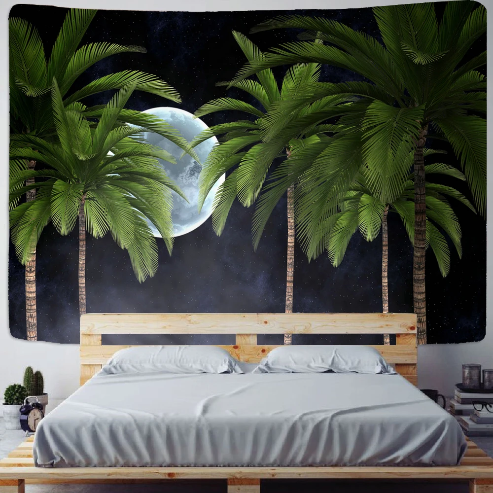 

Tropical plant tapestry sky palm tree wall hanging Nordic ins home living room bedroom fabric painting background decoration