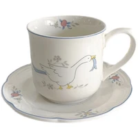 french retro cute swan ceramic coffee cup and saucer set afternoon tea tableware mug dessert plate kitchen mug ceramic cup