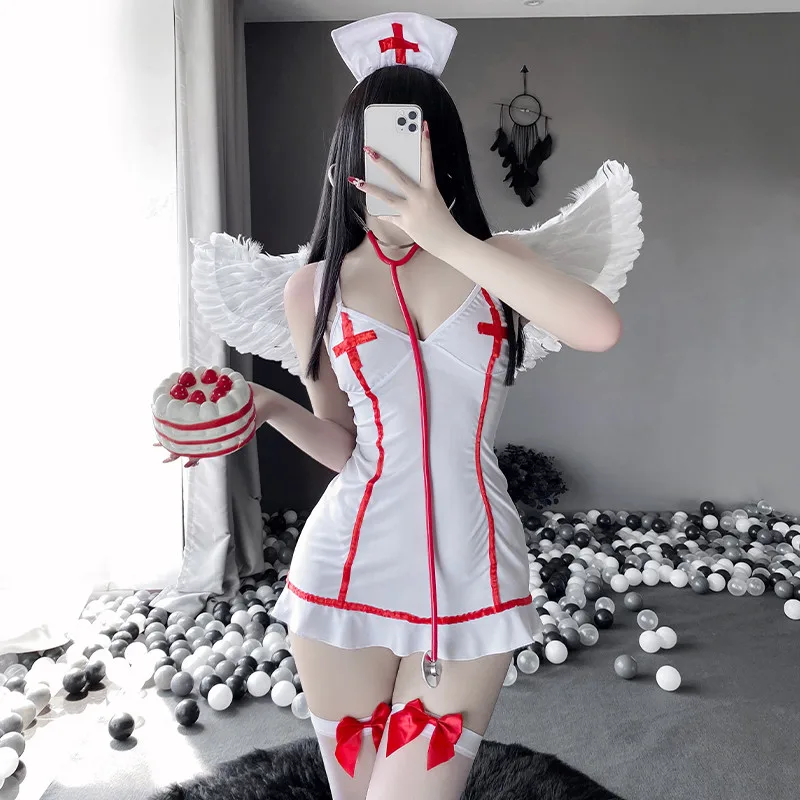 

Lingerie for sex 18 Women Role Play Nurse Costume Suit Babydoll White angel Dress Sexy Underwear Hot Porno Uniform Sexi Lenceria