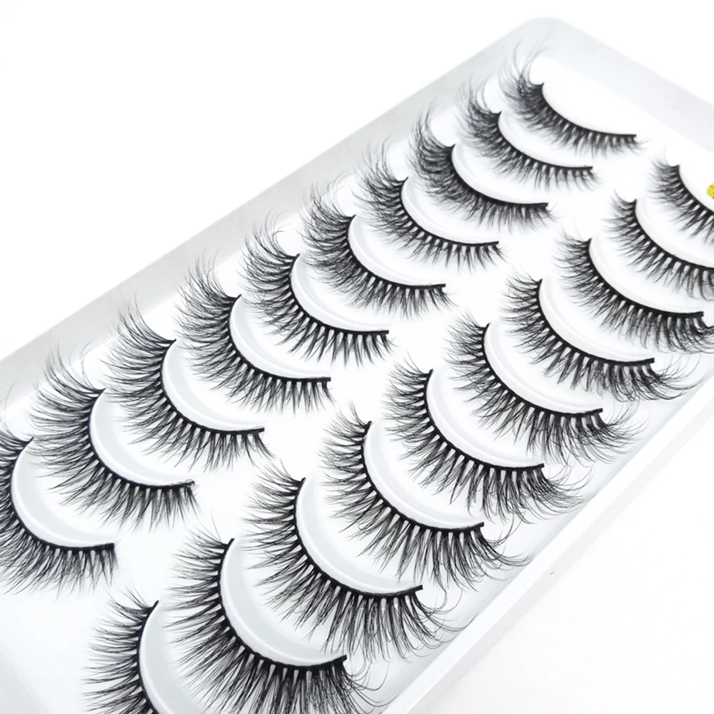 

10 парт/кор. накладные ресницы, натуральные 3D пушистые ресницы для наращивания, мягкие искусственные многоразовые ресницы с эффектом 3D