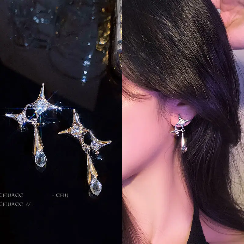 

New Simple Sparkle Drop Rhinestone Earrings for Woman Simple Elegant Drop Tassels Earrings Eardrop Jewelry Wholesale