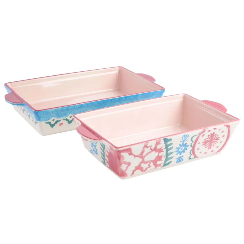 

cute 2023 2PC Stoneware Bakeware Set Bread Pan Mold Toast Bread Mold Cake Tray