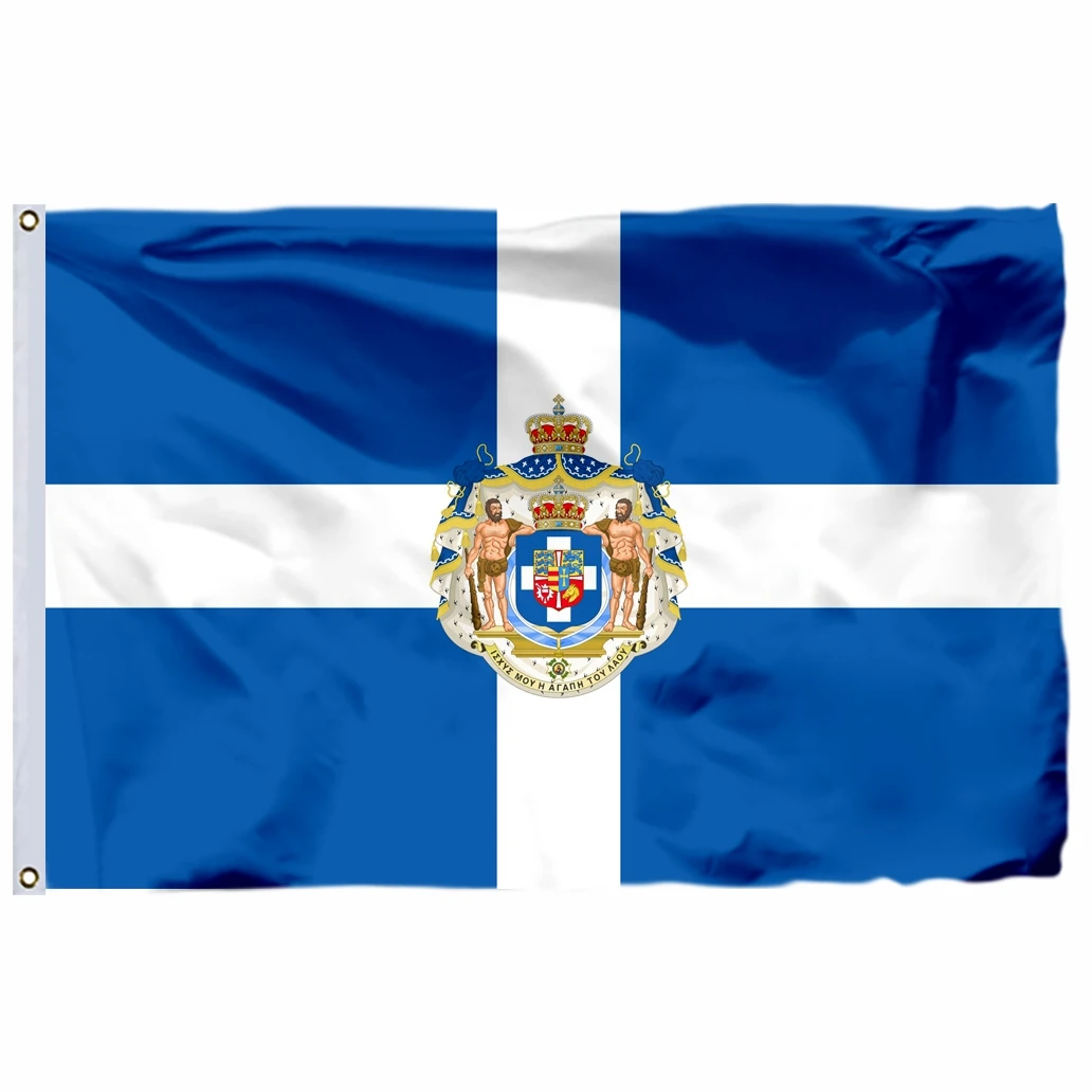 

Standard King George I Greece Flag 90x150cm 3x5ft 100D Polyester Double Stitched High Quality 60x90cm 21x14cm Banner