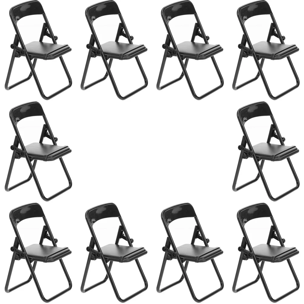 

10 Pcs Black Chairs Miniature Furniture Tiny Prop House Ornament Phone Holder Stand