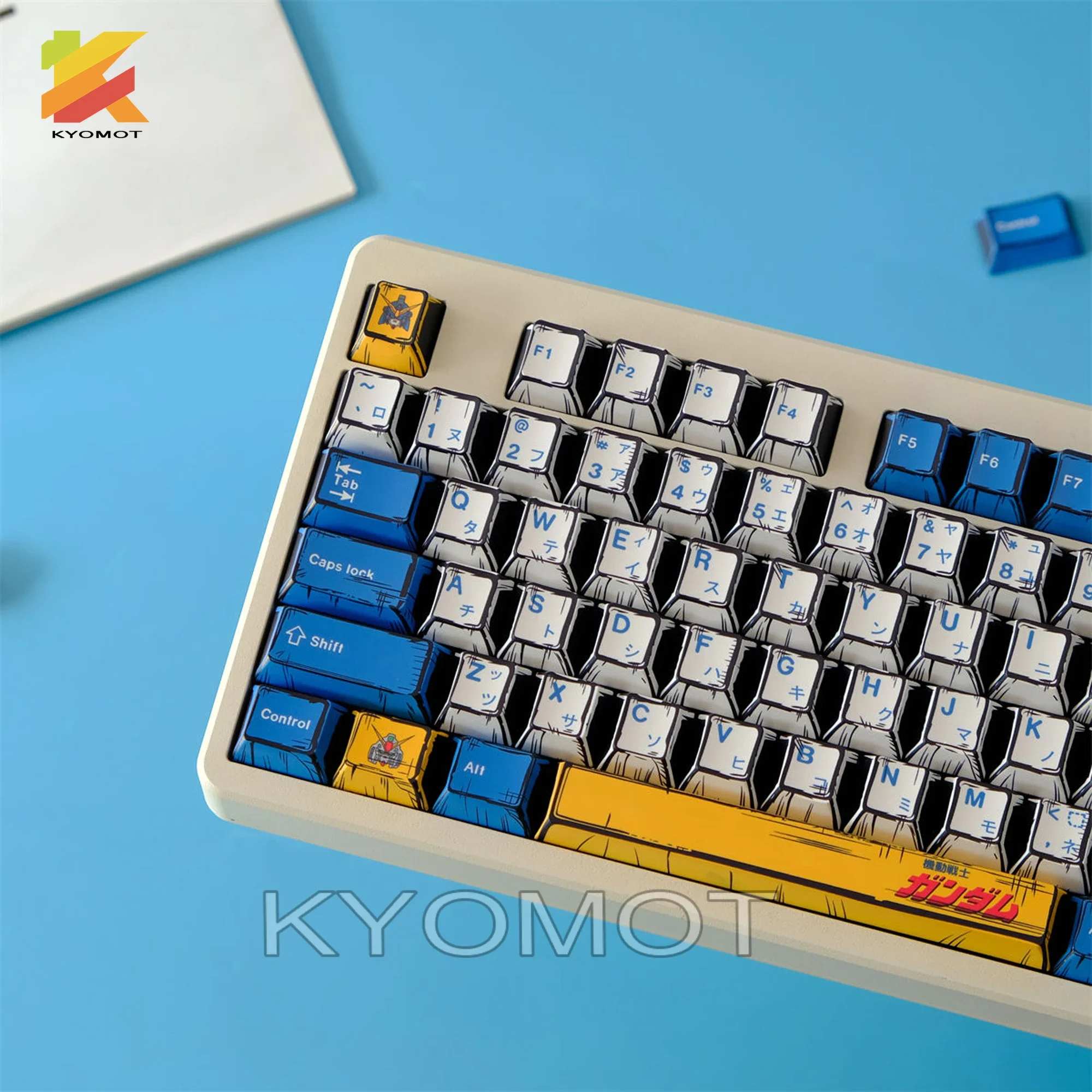 Фото KYOMOT 148 клавиш в стиле комиксов Gundamed Keycap Cherry Profile PBT Dye Sub Anime Game Keycap для DIY MX Switches Механическая клавиатура №1