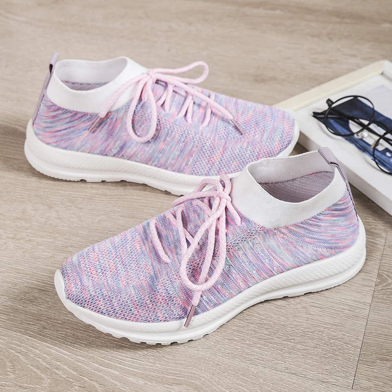 Sneakers Shoes 2022 Fashion Lace Up Platform Women's Shoes Autumn Plus Size Flat Mesh Sports Shoes Woman Vulcanize Shoes