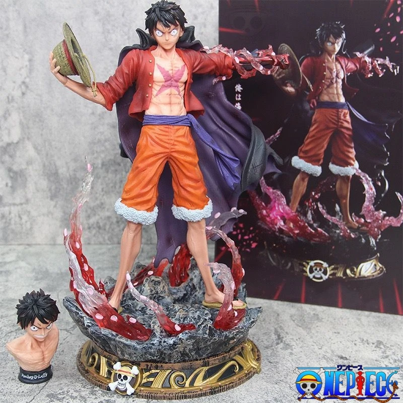 

40cm One Piece Figures Anime Monkey D Luffy Figurine Sakura 2 Heads Statue Gk Pvc Collectible Model Decoration Ornament Toy Gift