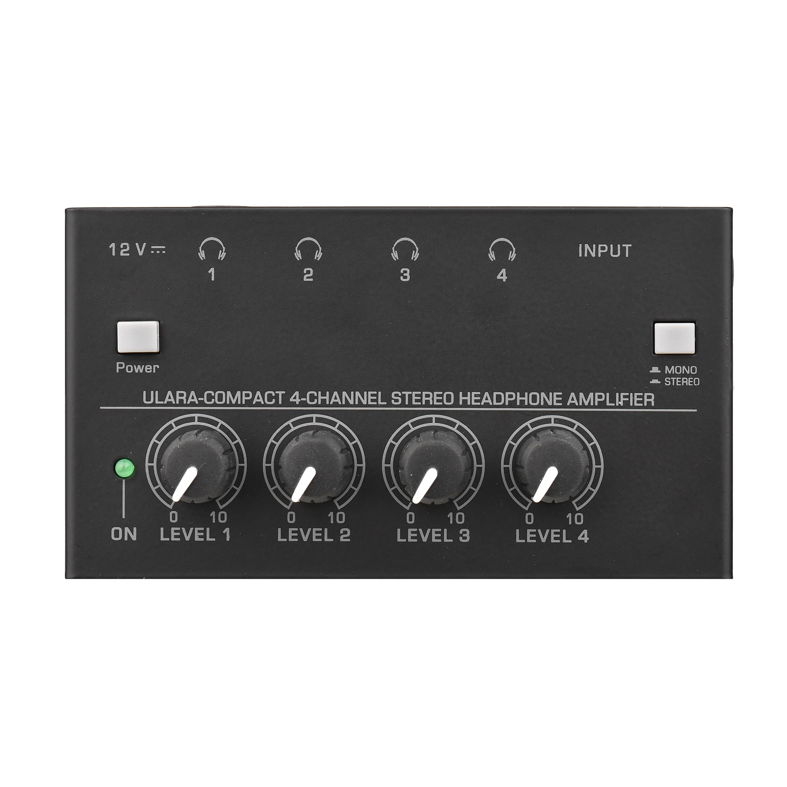

4-channel Stereo Headphone Amplifier with Mono & Stereo Switch Power Adapter Professional Mono/Stereo Audio Amp for Studio Stage