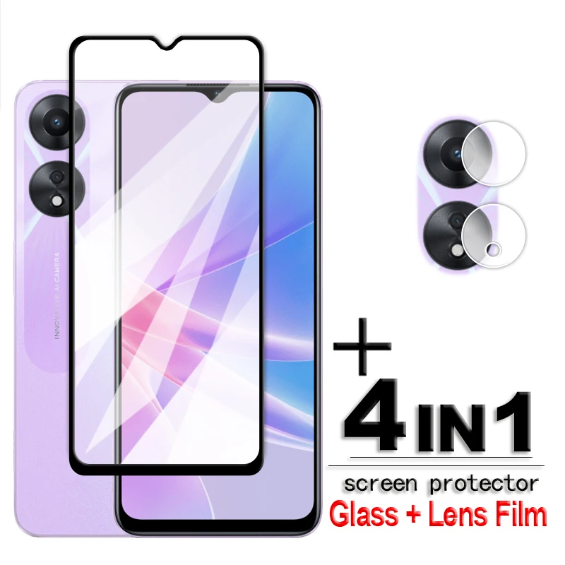

For OPPO A78 5G Glass OPPO A58 A58X A78 5G Tempered Glass 2.5D Full Cover Glue HD Screen Protector For OPPO A78 Film 6.56 inch