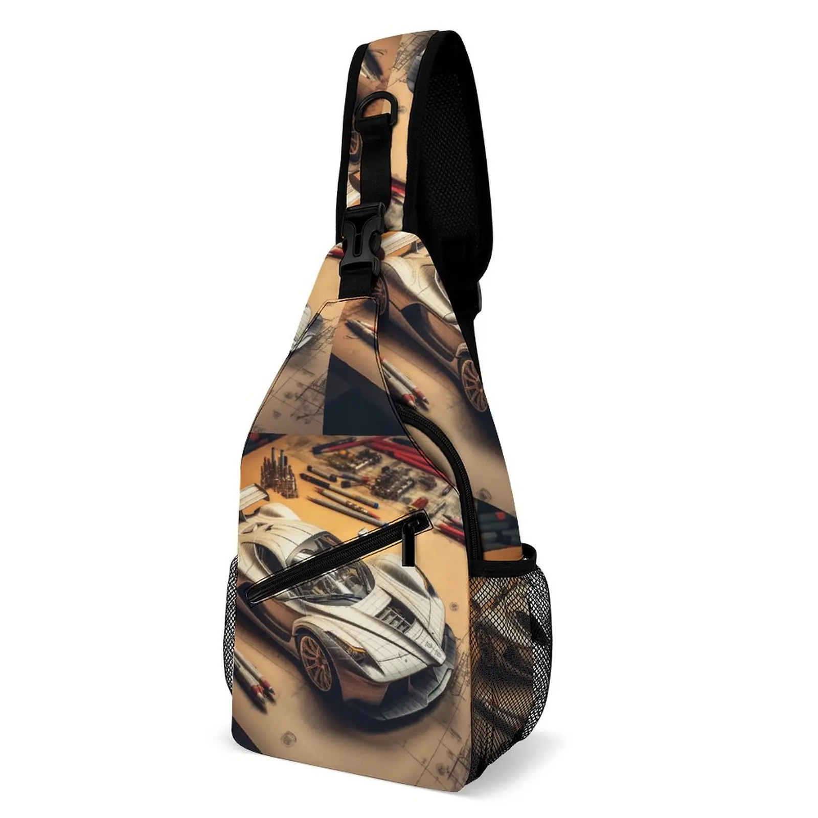 

Passionate Sports Car Shoulder Bags Pencil Drawing Schematics Running Chest Bag Motorcycle Sling Bag Casual Phone Crossbody Bags