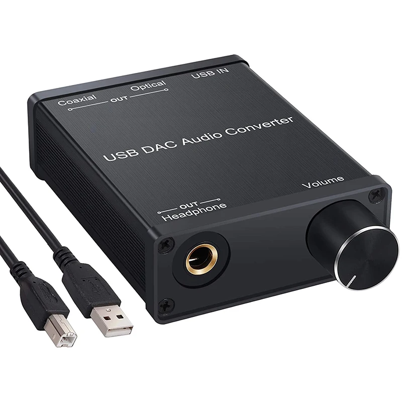 

USB to Coaxial S/PDIF Optical 3.5mm/6.3mm Headphone Converter USB DAC Digital to Analog Audio Converter for Windows XP