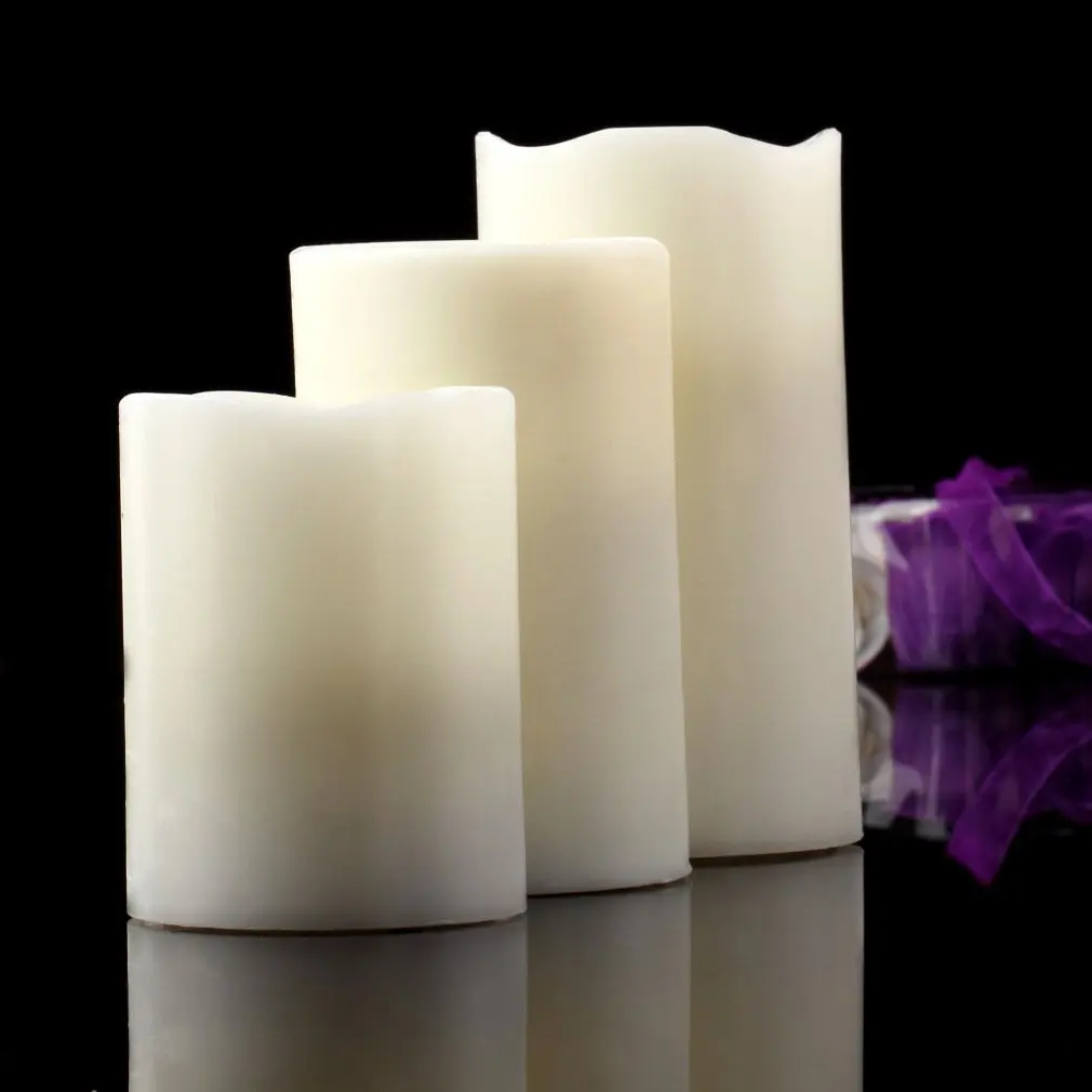 

Pack of 3 Remote Control Moving Wick LED Flameless Candles , Flickering Battery Operated Pillar Candles With Realistic Flame