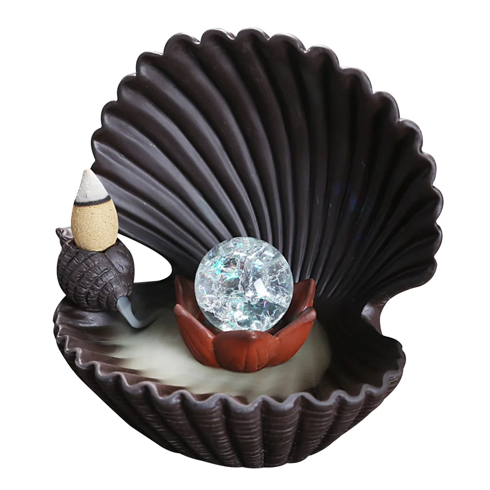 

Incense Burner Ornament Ceramic Scallop Shape Design Incense Burner Adorn