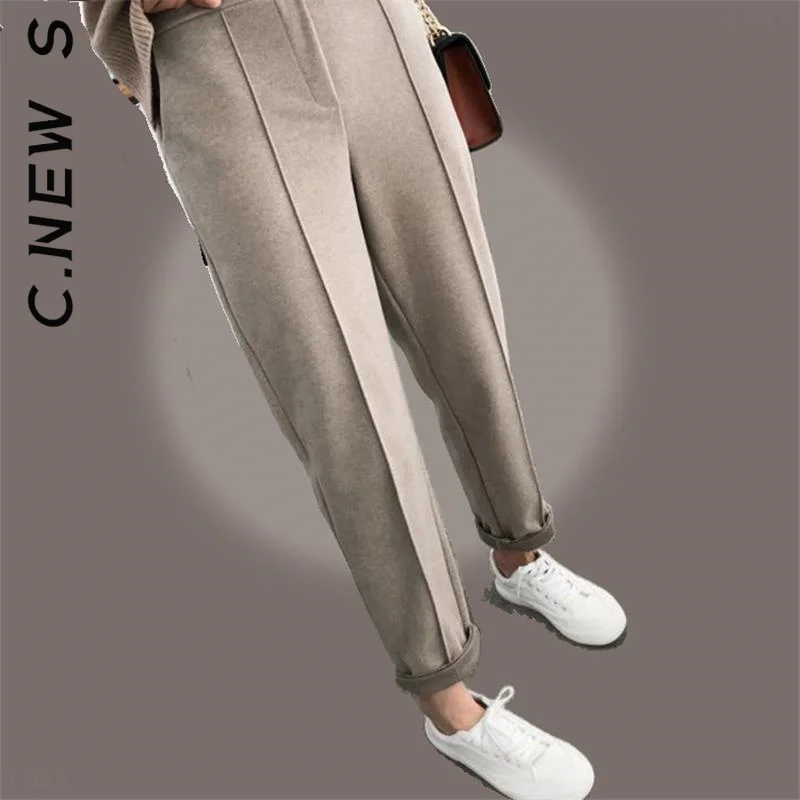 

Женские шерстяные брюки-карандаш C.New S, весна 2022, Женские рабочие брюки в офисном стиле, свободные женские брюки, Капри