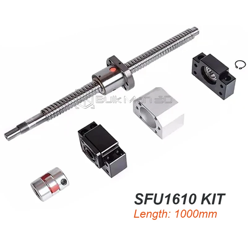 

SFU1610 Ball Screw Kit C7 With Flange Single Ball Nut End Machined+BK/BF12+Ball Nut Housing+Coupler for CNC Parts