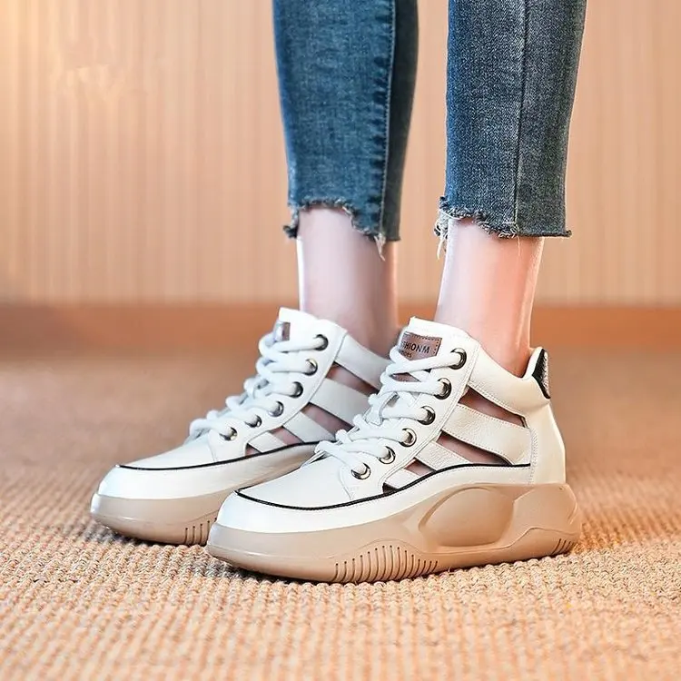 

Women's Casual Outdoor Roman Shoes Thick-soled Lace-up Ladies Sports Sneakers Hollow Out Breathable Comfortable Wedges Sandals