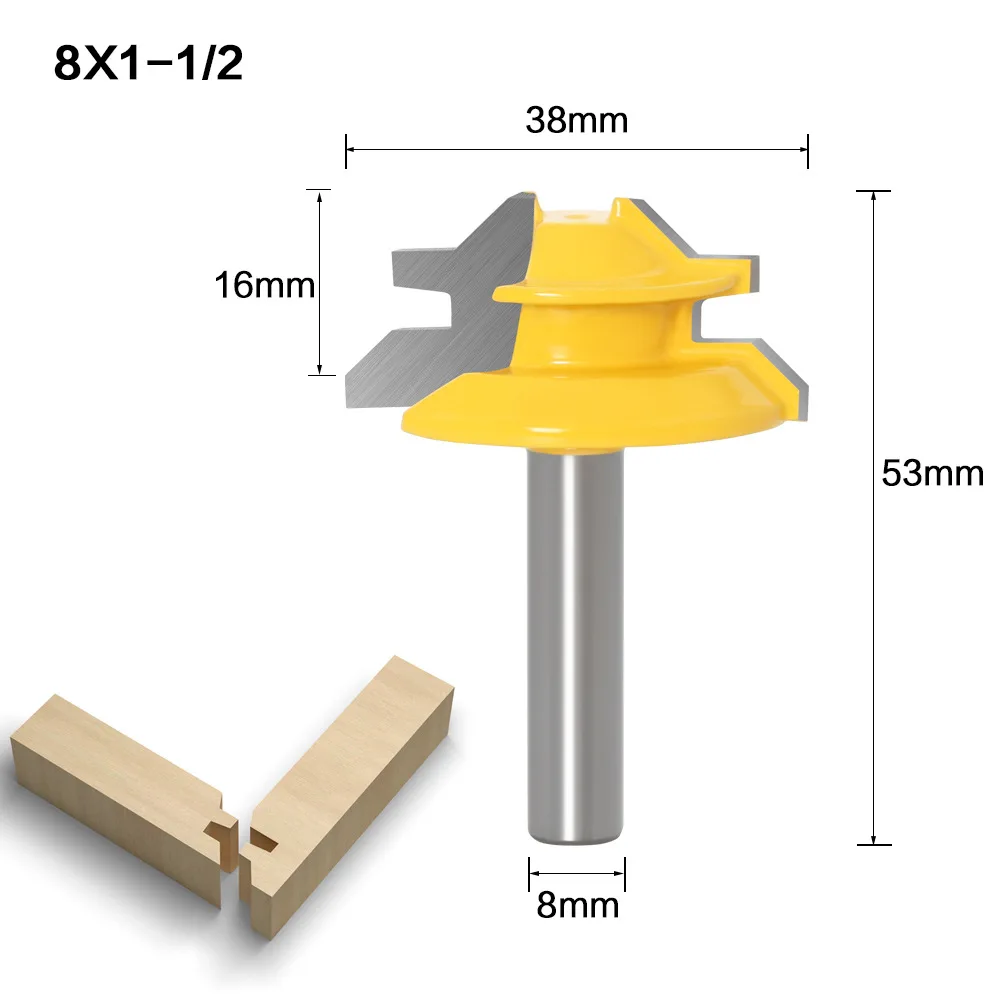 

Binoax 8mm Shank 45 Degree - Up to 3/4" Stock Lock Miter Router Bit Tongue and Groove Router Bit Set