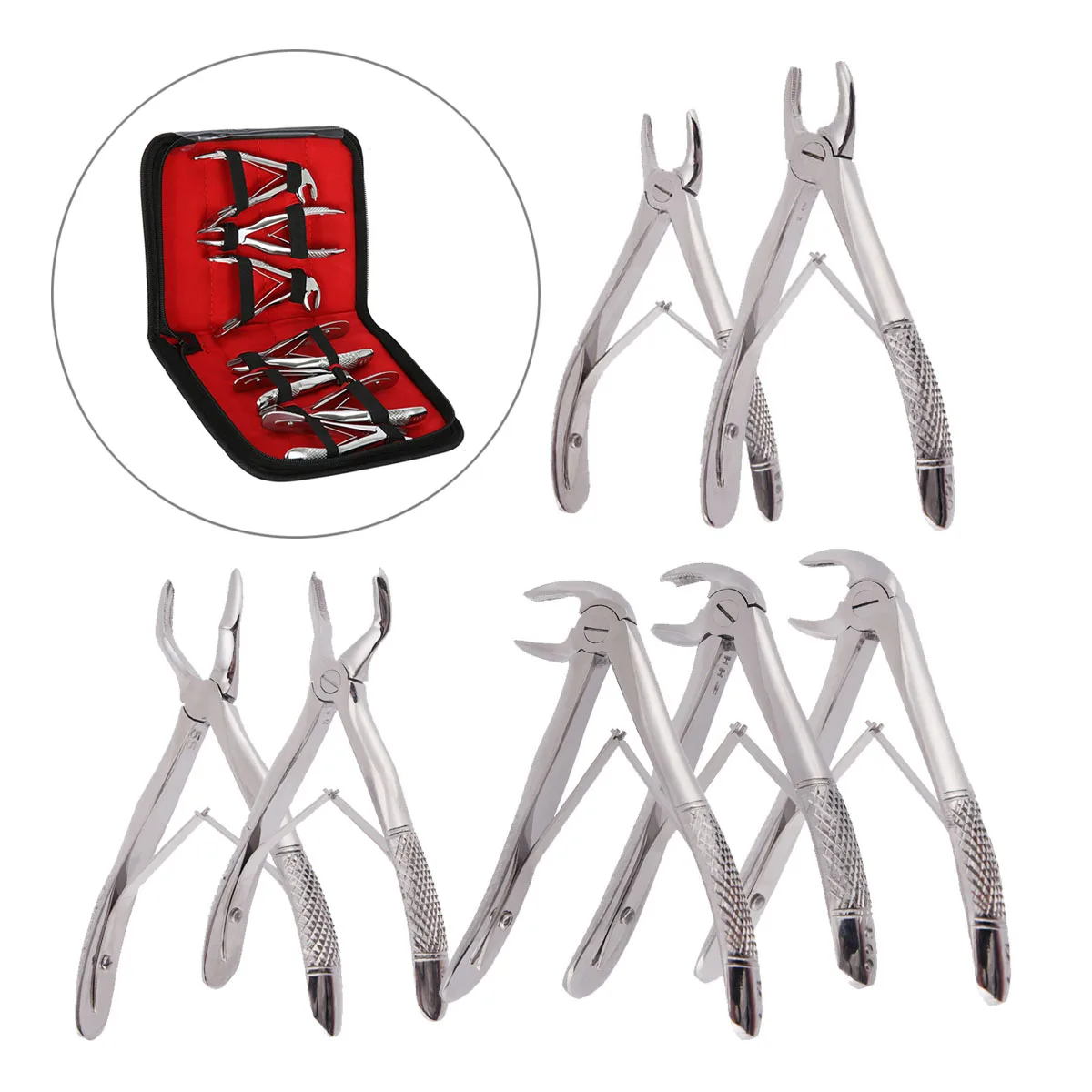 7pcs/set Denta Child Extraction Pliers Kit Dental Stainless Steel Orthodontic Forceps Lab Instruments Tooth Forcep Tools