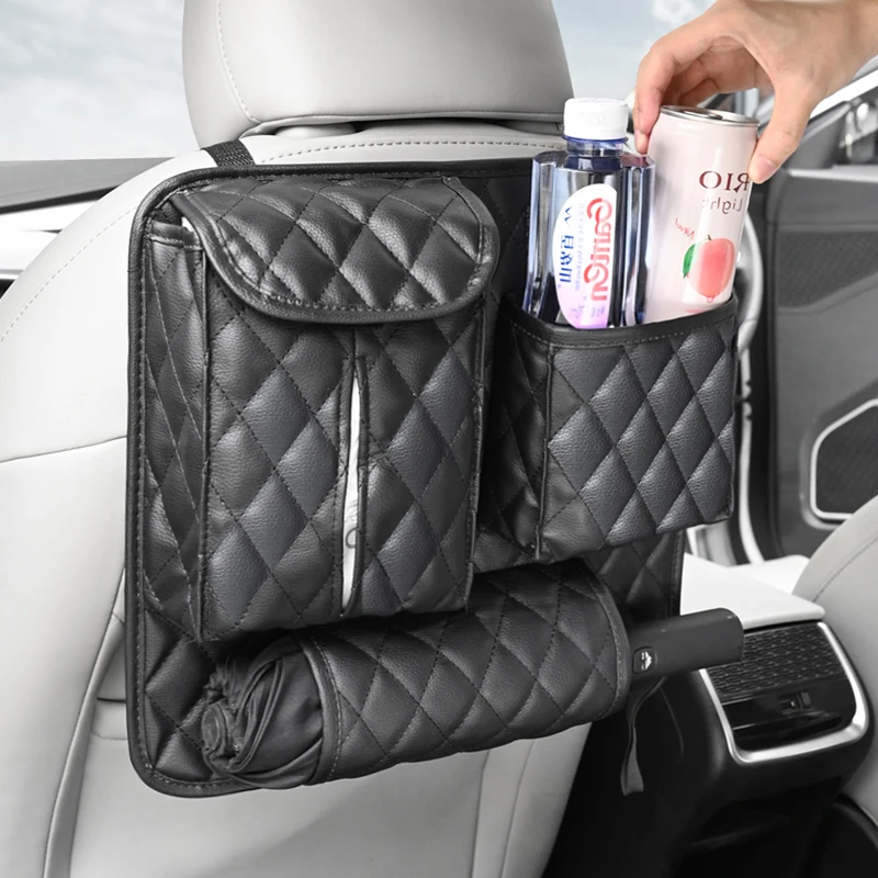 

Car Seat Back Storage Bag Multi-Function Cell Mobile Phone Umbrella Container Organization Tissue Box Pocket Stowing Tidying