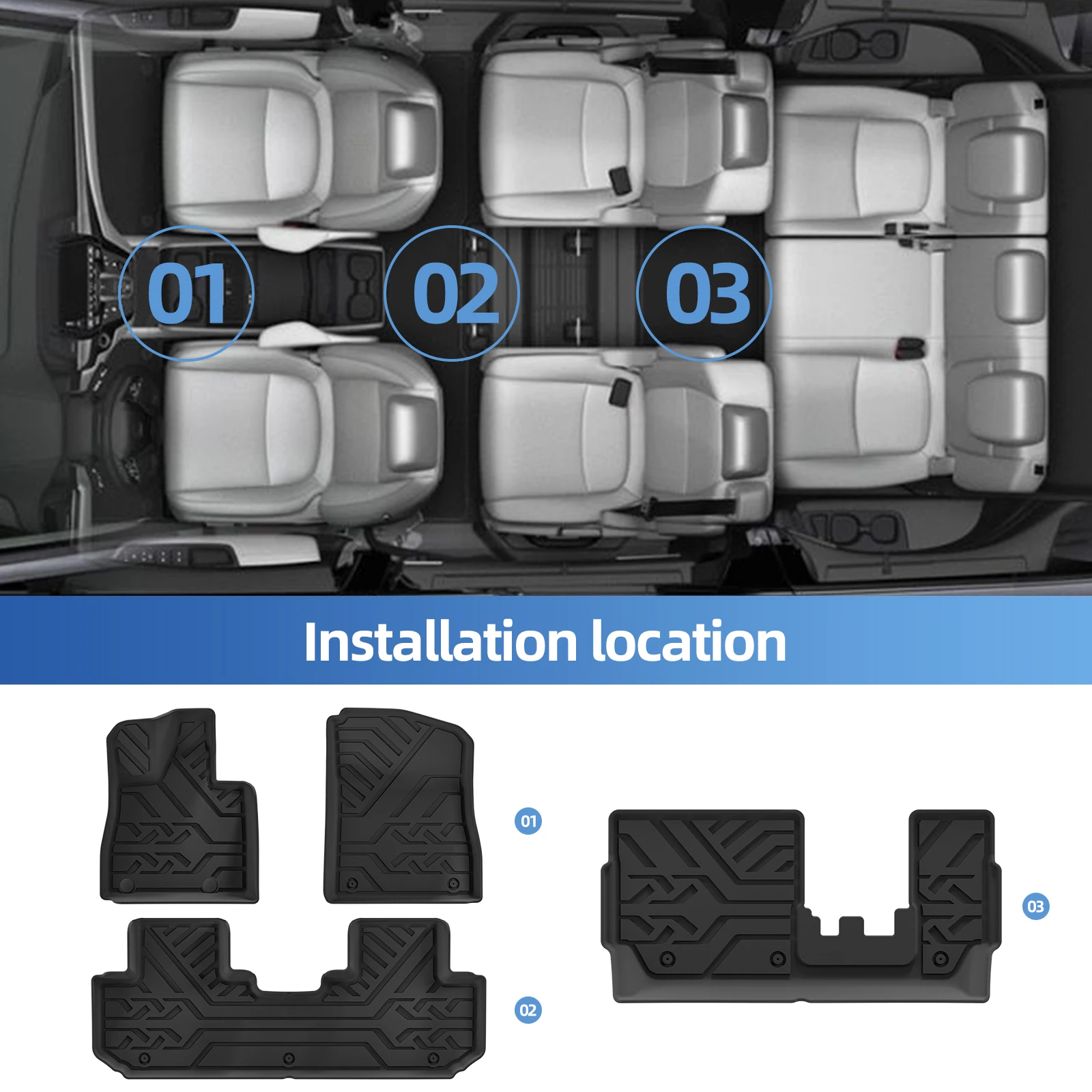Фото Коврики для пола автомобиля и багажника LUCKEASY для BYD Tang L/Atto 8/Sealion 8 2025-2026 (7 мест, с встроенным холодильником) №3