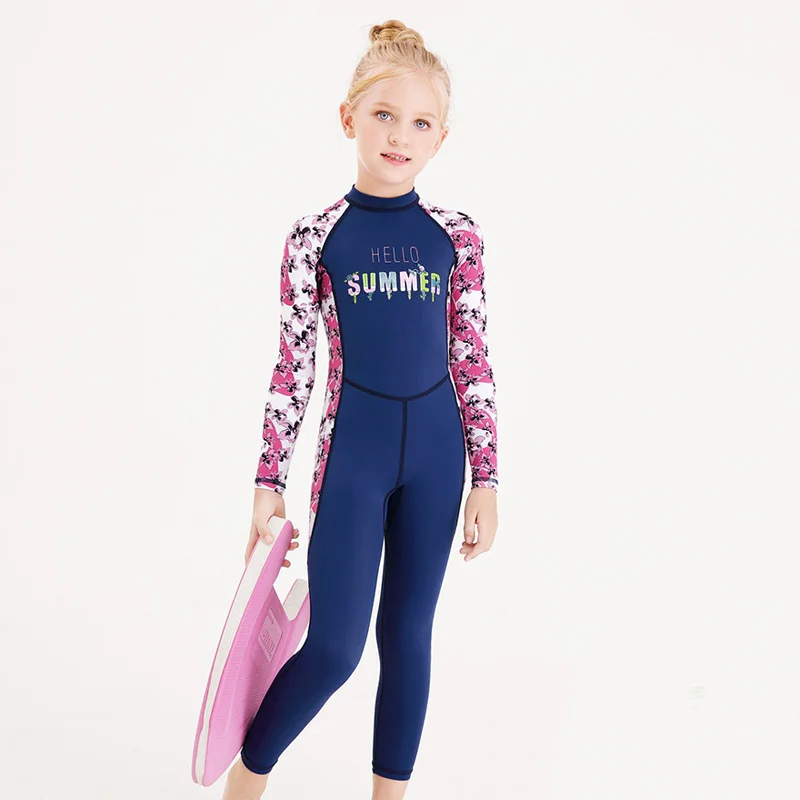 

UPF 50+ One Piece Swimming Suit Kids Swimsuit Long Surfing Suit For Kids Girls Bathing Suits Children UV Sun Protection Swimwear