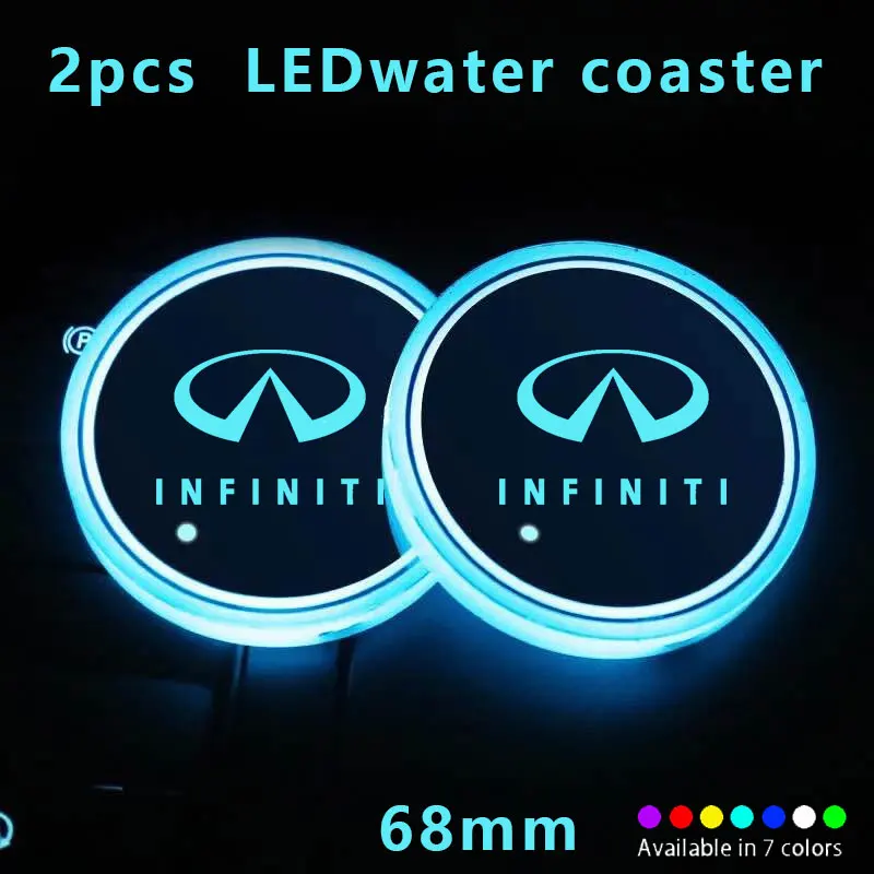 

Car Coasters Cup Holder Mats with LED light For Infiniti FX35 Q50 Q30 ESQ QX50 QX60 QX70 EX JX35 G35 G37 EX3 Accessories